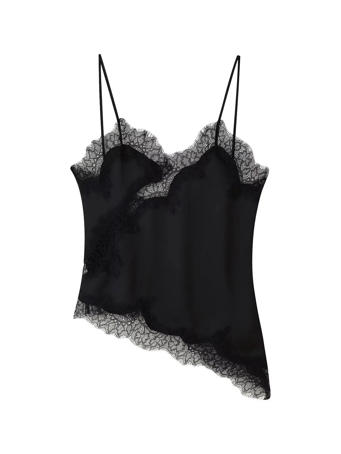 2025 Summer Womens Sexy V-neck Backless Dip Hem Romantic Camisole Blouse Lady Lace Sleeveless Hollow Out Slip Evening Party Tops