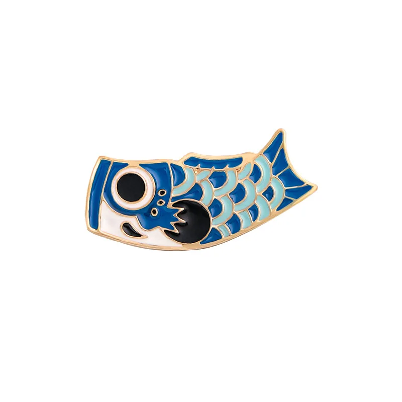 Cartoon Kreative Tier Legierung Schmuck Brosche Pferd Nadel Brosche Nette Paradies Fisch von China Schwarz Karpfen Farbe Pin Abzeichen