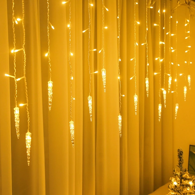 الستار LED جليد سلسلة أضواء الاتحاد الأوروبي التوصيل عيد الميلاد جارلاند تدلى ضوء الزفاف حديقة الشارع السنة الجديدة عيد الميلاد الديكور #3