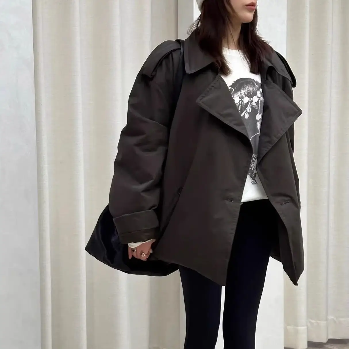 Winter New Women's Down Jacket Loose Retro Suit Collar Oversized Windbreaker Jacket