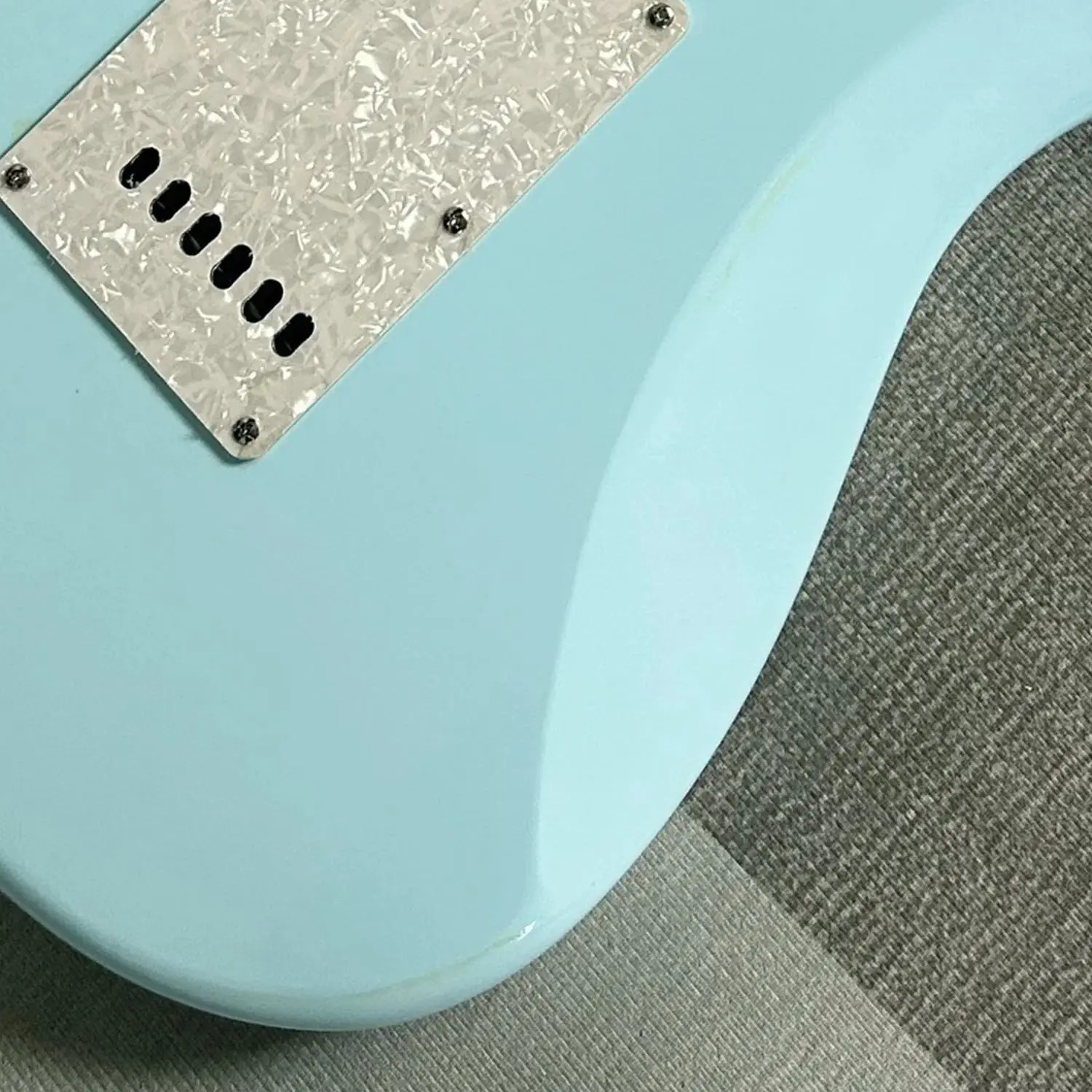 High Quality Sky Blue Strat Electric Guitar STa Version ,White Pearls Pickguard,SSH Pickup Custom Shop