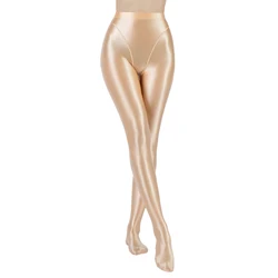 Damskie błyszczące rajstopy olejne spodnie błyszczące wysokiej talii rozciągliwe pończochy rajstopy balet joga Pilates Fitness sport legginsy treningowe