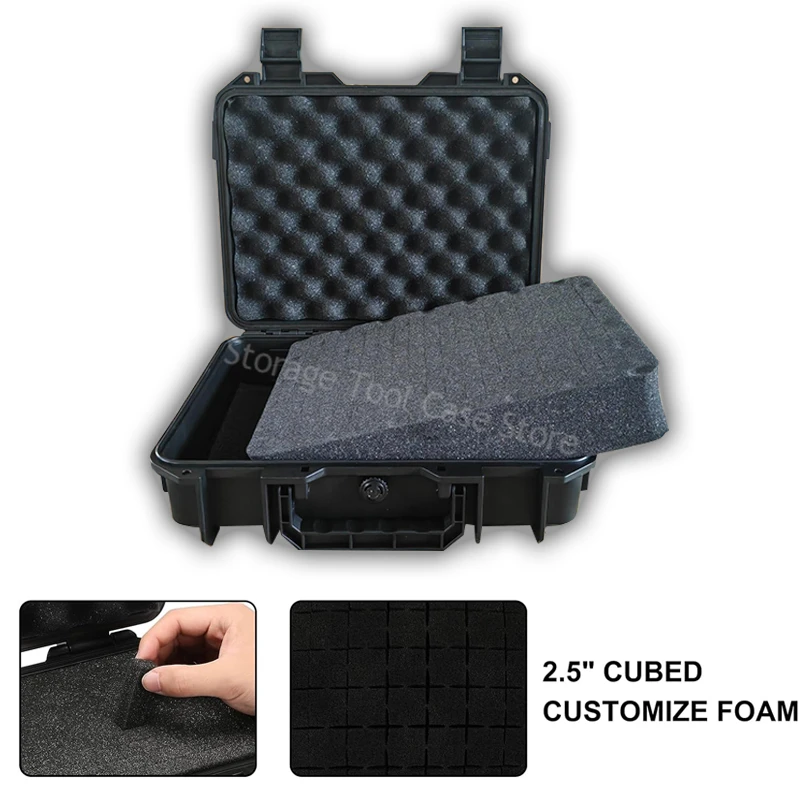 Plastic Tool Box Hard Carry Case Bag Tool Case with Sponge Storage Box Portable Tool Organizer Waterproof Equipment Toolbox