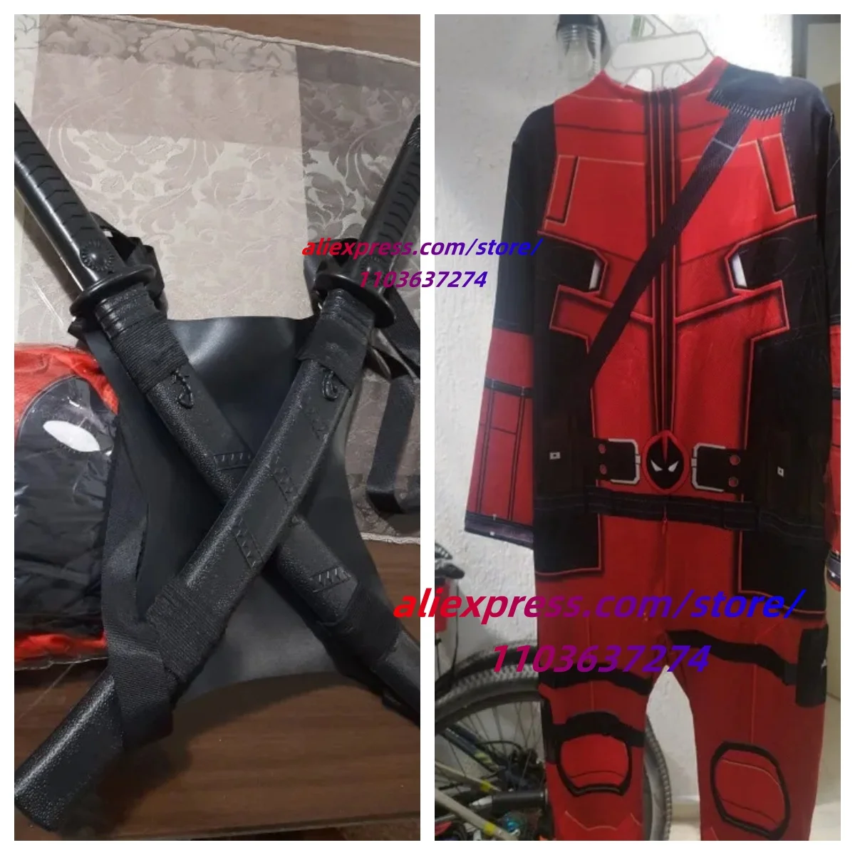 Kids Deadpool Bodysuit Superhero Cosplay Jumpsuit Suit Boys Fantasy Peter Parker Dress Up Mask Costume With Sword Accessories