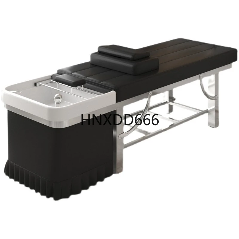 

New Custom Thai Shampoo Bed Hairdresser Salon Flat Flush Shampoo Bed Ceramic Basin Stainless Steel Hairdressing Shampoo