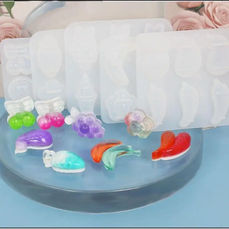 DIY لامعة لامعة مختلفة الفاكهة المفاتيح العفن سحر العفن الراتنج الايبوكسي المجوهرات