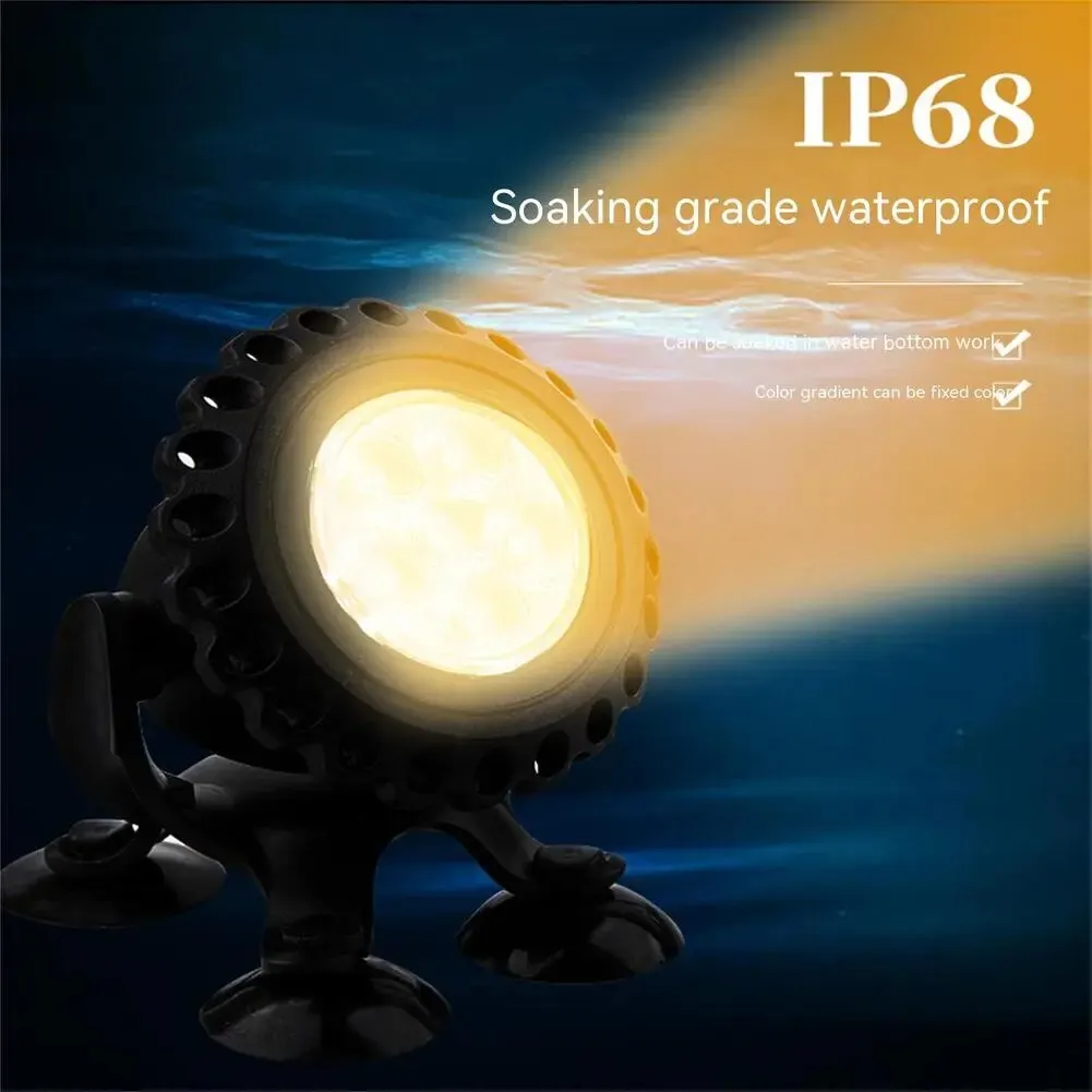 5.5v/3w Colorful Solar Underwater Lights 2000mah Battery High Brightness Fish Tank Lights With Suction Cups