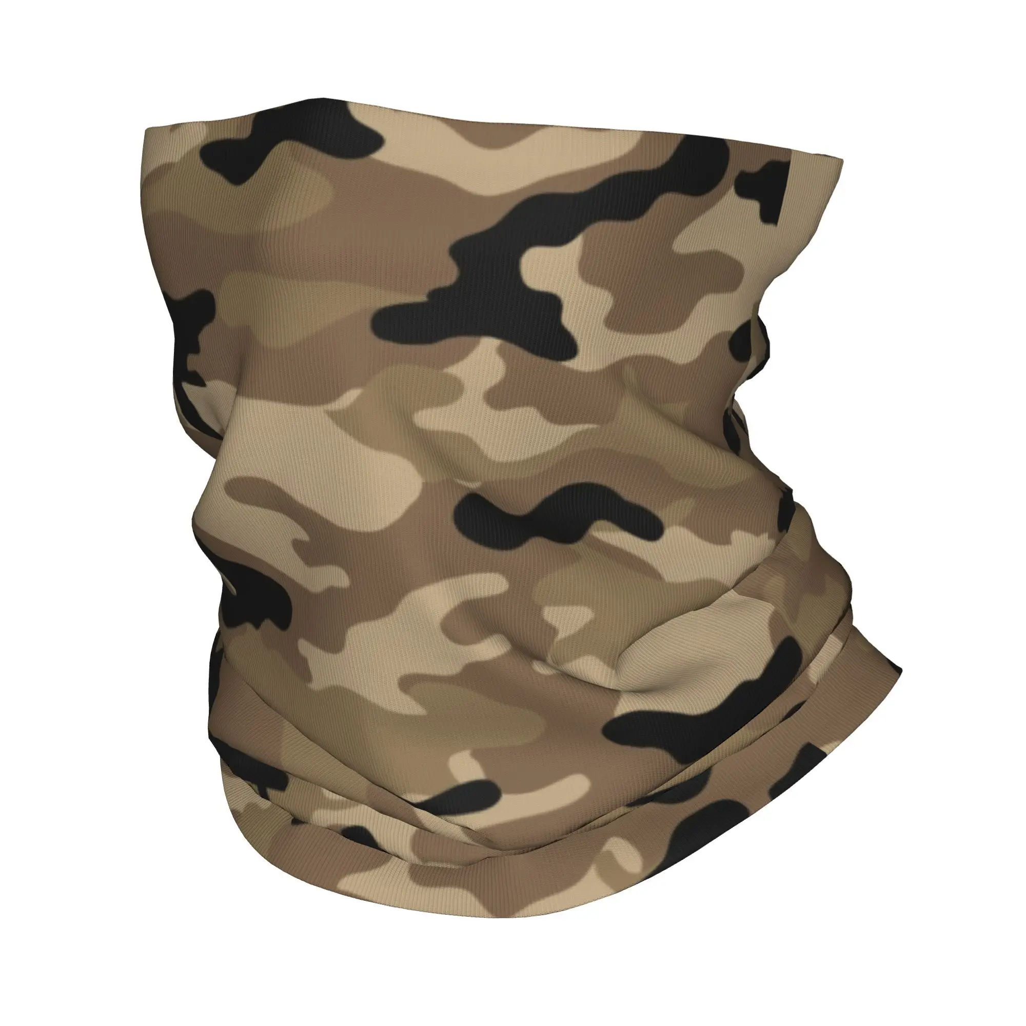 

Custom Brown Woodland Camo Pattern Bandana Neck Gaiter Windproof Face Scarf Cover Men Women Camouflage Headwear Tube Balaclava