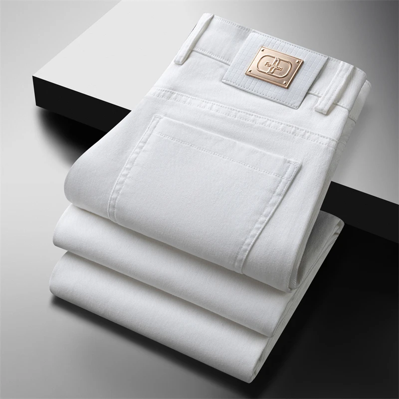 

Autumn Winter New Men's Korean Style Business Casual White Black Pants Loose Straight Elastic Versatile Long Pants