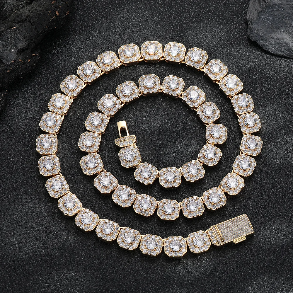 

Настоящее позолоченное медное ожерелье для женщин и мужчин 5А циркон 10 мм квадратный драгоценный камень из нержавеющей стали комплекты ювелирных изделий браслет