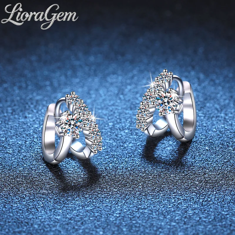

LioraGem Asymmetrical Geometric Diamond-studded Ear Cuffs, Stylish D-color Moissanite Stud Earrings Platinum PT950 Stamp