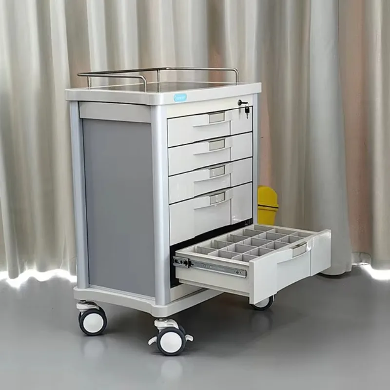 Carro médico de emergencia de gran capacidad 5 cajones ABS de acero inoxidable