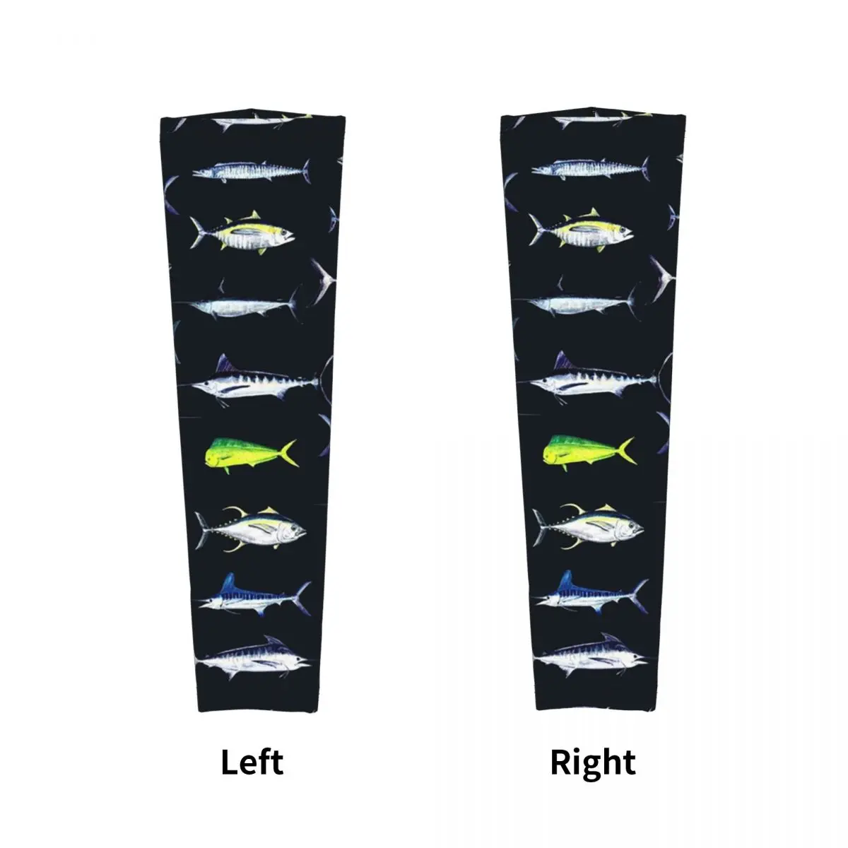 SPORTFISH Pattern Dark Navy Blue BlackYellowfin Tuna Outdoor Arm Sleeves Sun UV Protection Cover Summer Cycling Tattoo Sleeves