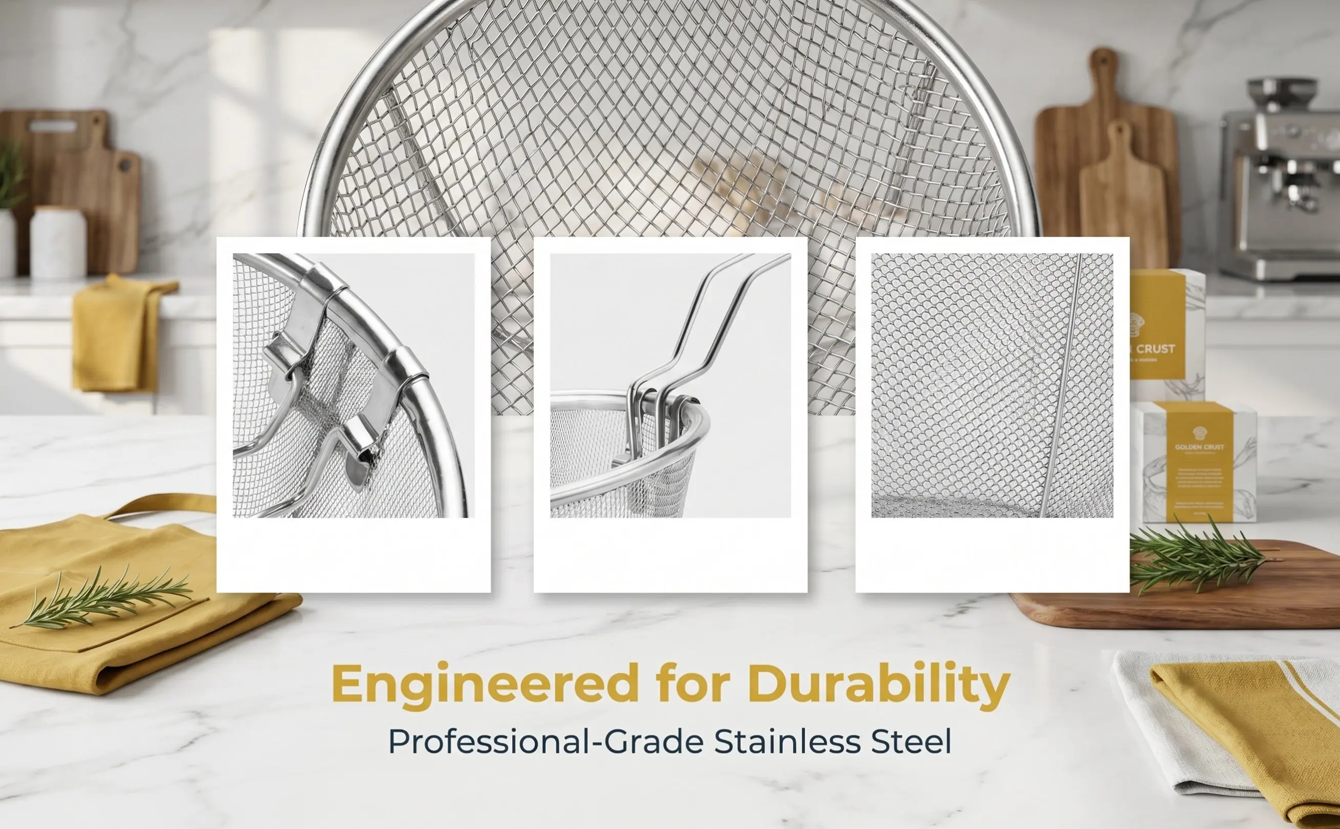 Stainless Steel Folding Fry Basket Heat Resistant Handle Easy Hold Store Quick Oil Drainage Frying Mesh Container for Kitchen