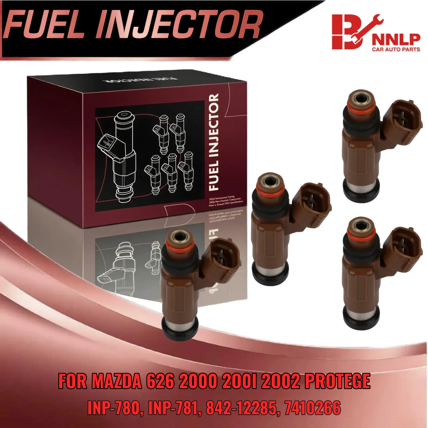 

Set of 4 Injector for Mazda 626 2000-2002 Protege 1999-2000 L4 2.0L 1.8L INP-780 INP-781 842-12285 7410266