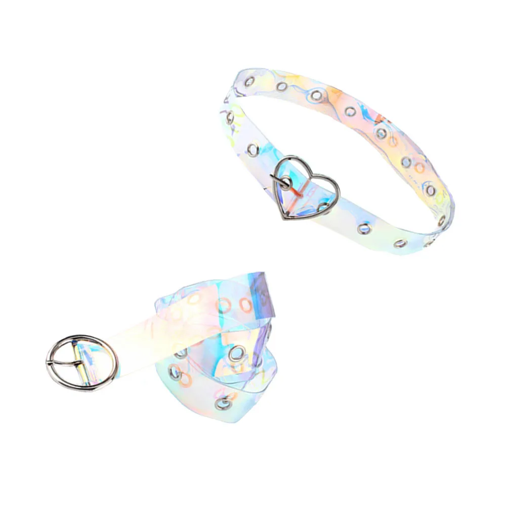 2 قطعة أحزمة النساء شفافة البلاستيك أحزمة الخصر لامعة موضة الحب شكل مشبك دائري السراويل الأنيقة اكسسوارات للاستخدام اليومي #2