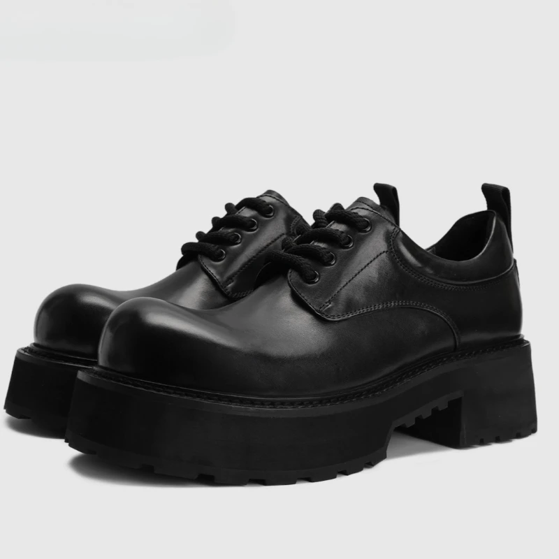 Genuine Leather Derby Shoes for Men High-end Comfortable Breathable Commuting Height Increasing Shoes Men's Dress Leather Shoes