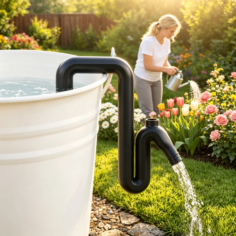 Self-Priming Siphon Hose Rain Barrel Overflow Pipe Connector Gravity Drain Tube for Pool Fish Tank Garden Use