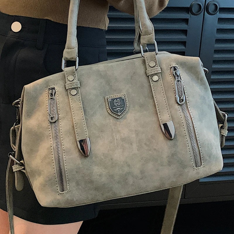 Women\'s Gray Underarm Shoulder Bag Vintage Large Shopper Roomy Commuter Crossbody Bags for Ladies Female Original Tote Handbag