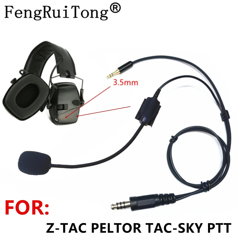 Tactical headset Adapter  adjustable microphone stick and 3.5mm Connector to NATO Plug,for TAC-SKY Z-TAC  PTT for BAOFENG radio