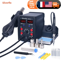 Silverflo 8586D Soldering Station 2 IN 1 Hot Air Solder Station with 2 Digital display,10-Minute Sleep Mode for SMD Rework