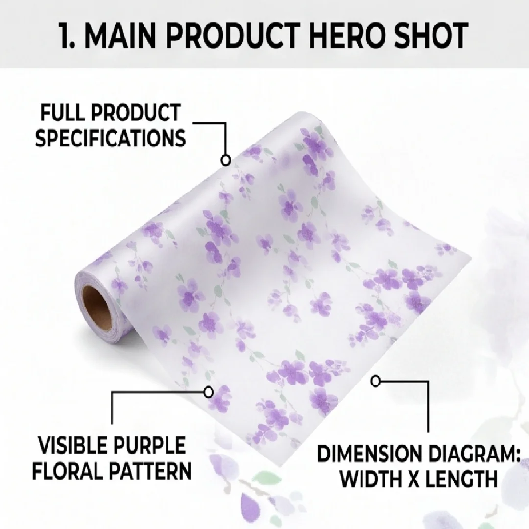Purple Floral Printed Frosted Window Film Self‑Adhesive Opaque Anti‑Peep Glass Decal Home Bathroom Office Window Decor Sticker