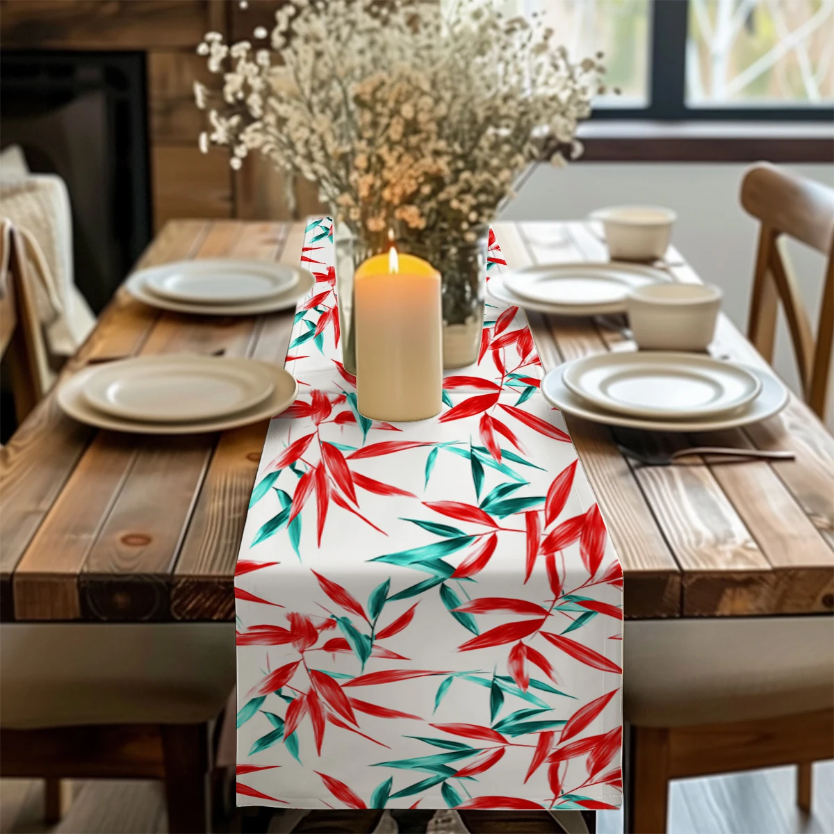 

Chinese Bamboo Ink Painting Table Runner Kitchen Table Decor Farmhouse Dining Table Runners Wedding Party Decorations