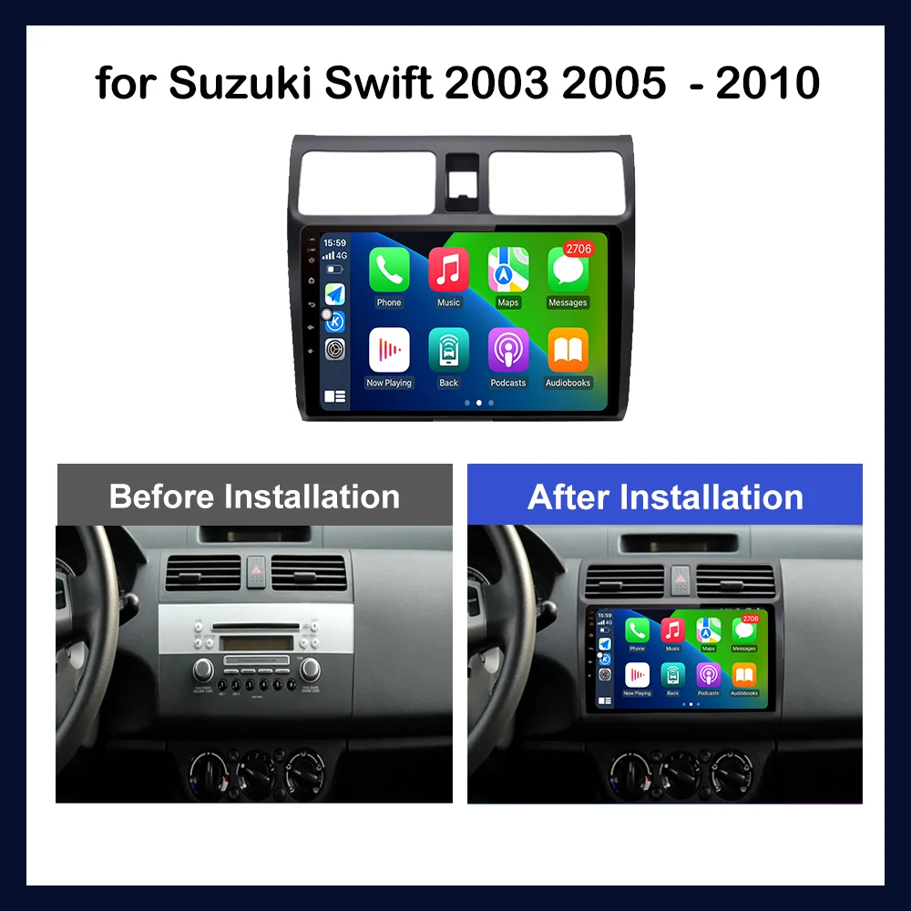 Auto rádio video multimediální hráč Android OS 10.1'' pro suzuki lt swift 2003 2005 - 2010 GPS navigace audio DSP WIFI Bluetooth