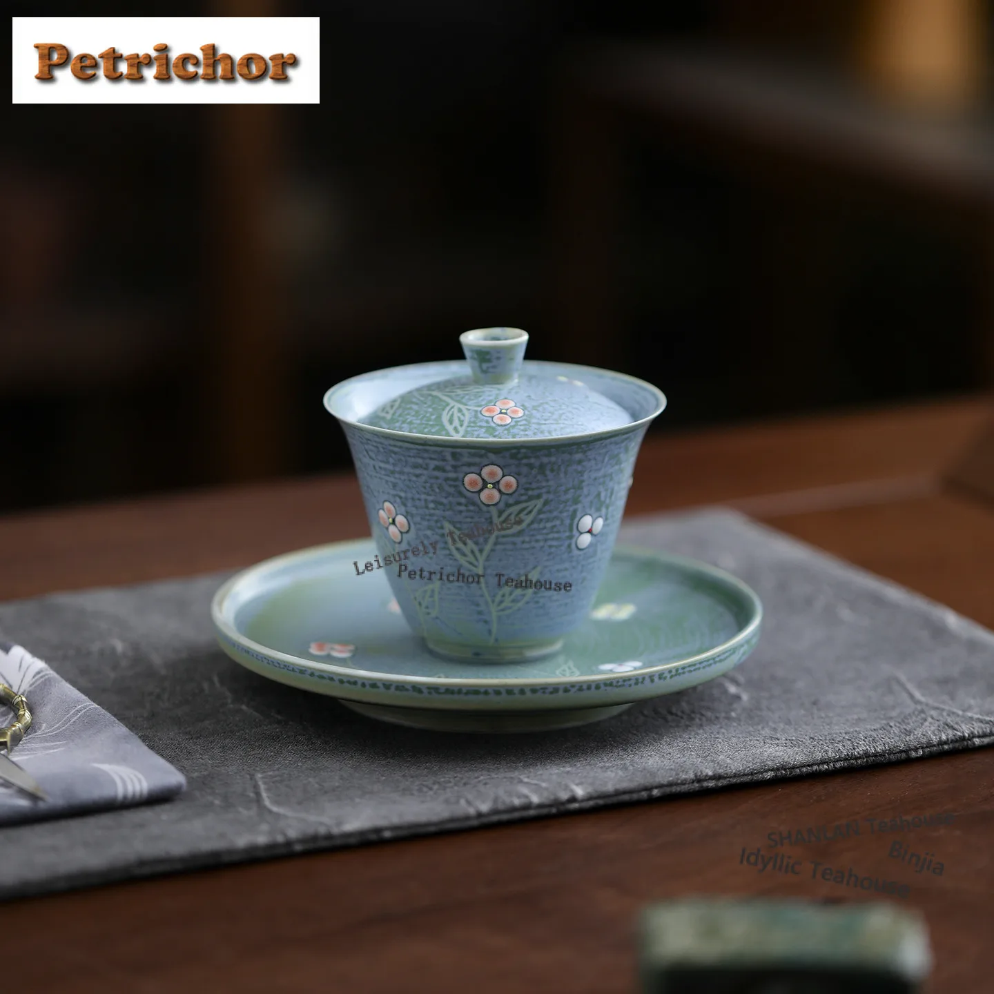 

150 мл бирюзово-зеленая печь Fambe Подкова Гавань Ретро Чайная подставка Чайная чаша с крышкой Набор Чайник Крышка Чаша Чайная церемония Подарок