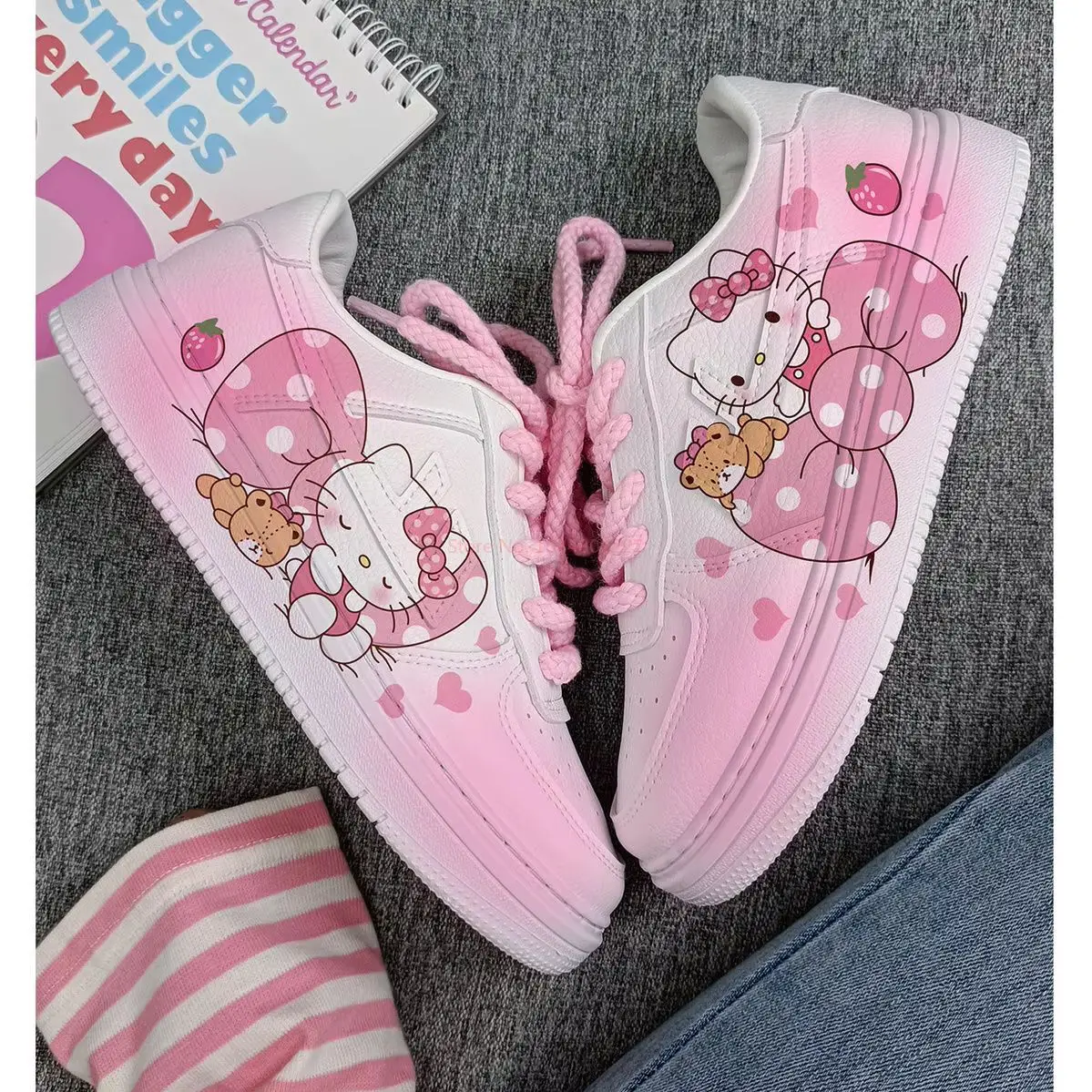 New Sanri Casual Shoes Hello Kity Sneakers Figure Cartoon Spring And Autumn shoe Kawaii Non-Slip Comfort Girl Women Student Gift