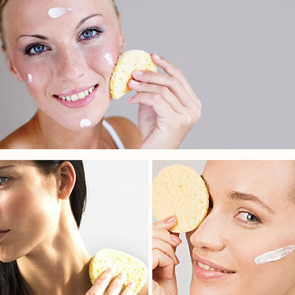 50 قطعة إسفنجة تنظيف الوجه لب الخشب الطبيعي منتفخة السليلوز المضغوطة للتنظيف العميق وإزالة المكياج للبشرة الحساسة