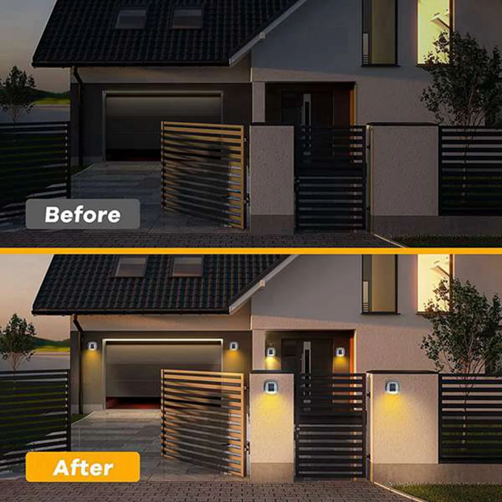 4Pack Solar Fence Lights Outdoor Waterproof 8 LEDs Outdoor Wall Lights Solar Powered Deck Light Decorative Warm Light