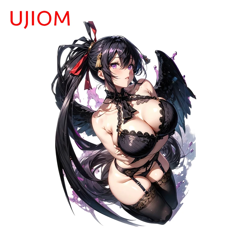 UJIOM séduisant Himejima Akeno gros seins autocollant mural à la mode attrayant crème solaire paresseux décalcomanie adapté à la décoration de Surface lisse