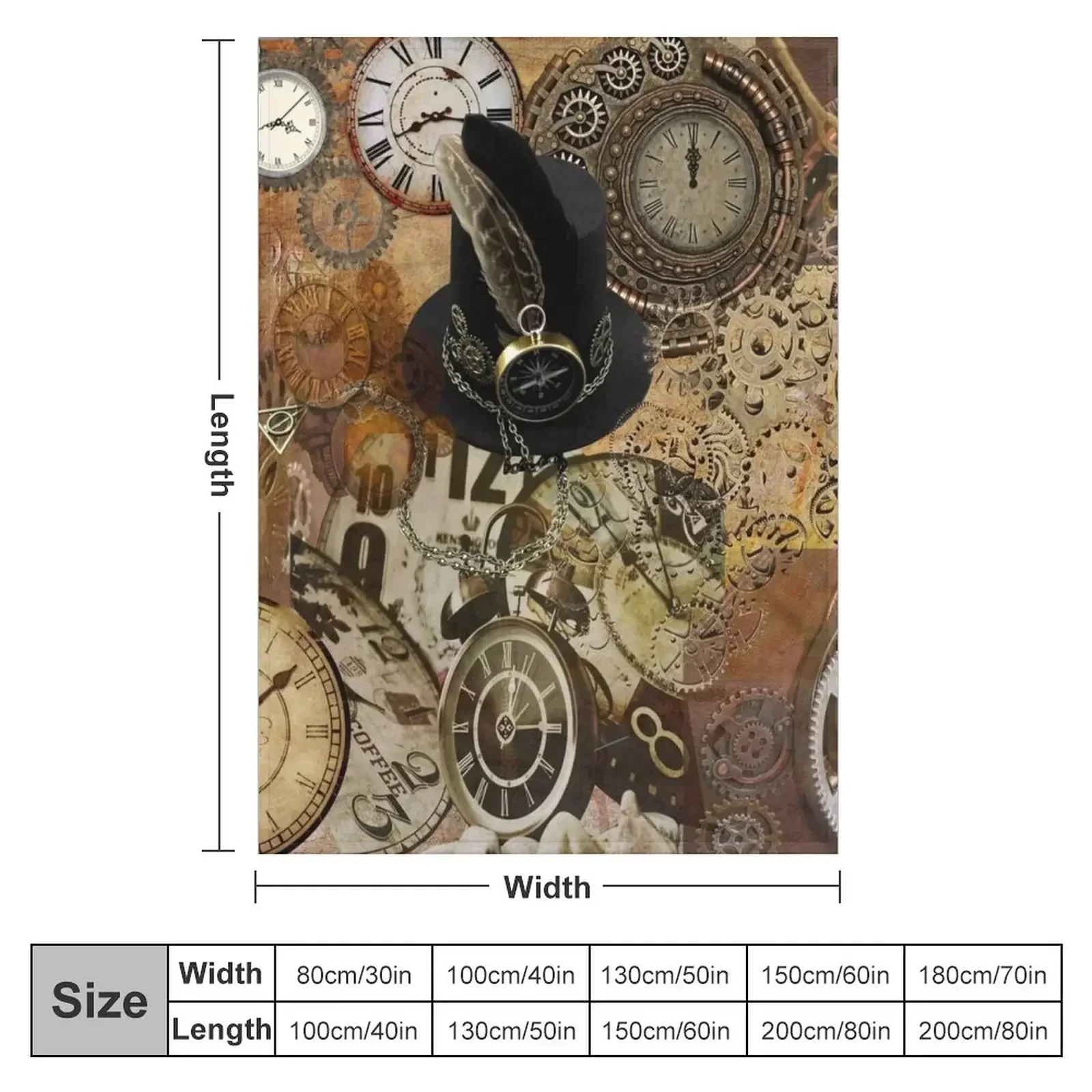 Time and Motion Steampunk Digital Collage Throw Blanket Comforter Decorative Sofa Blankets