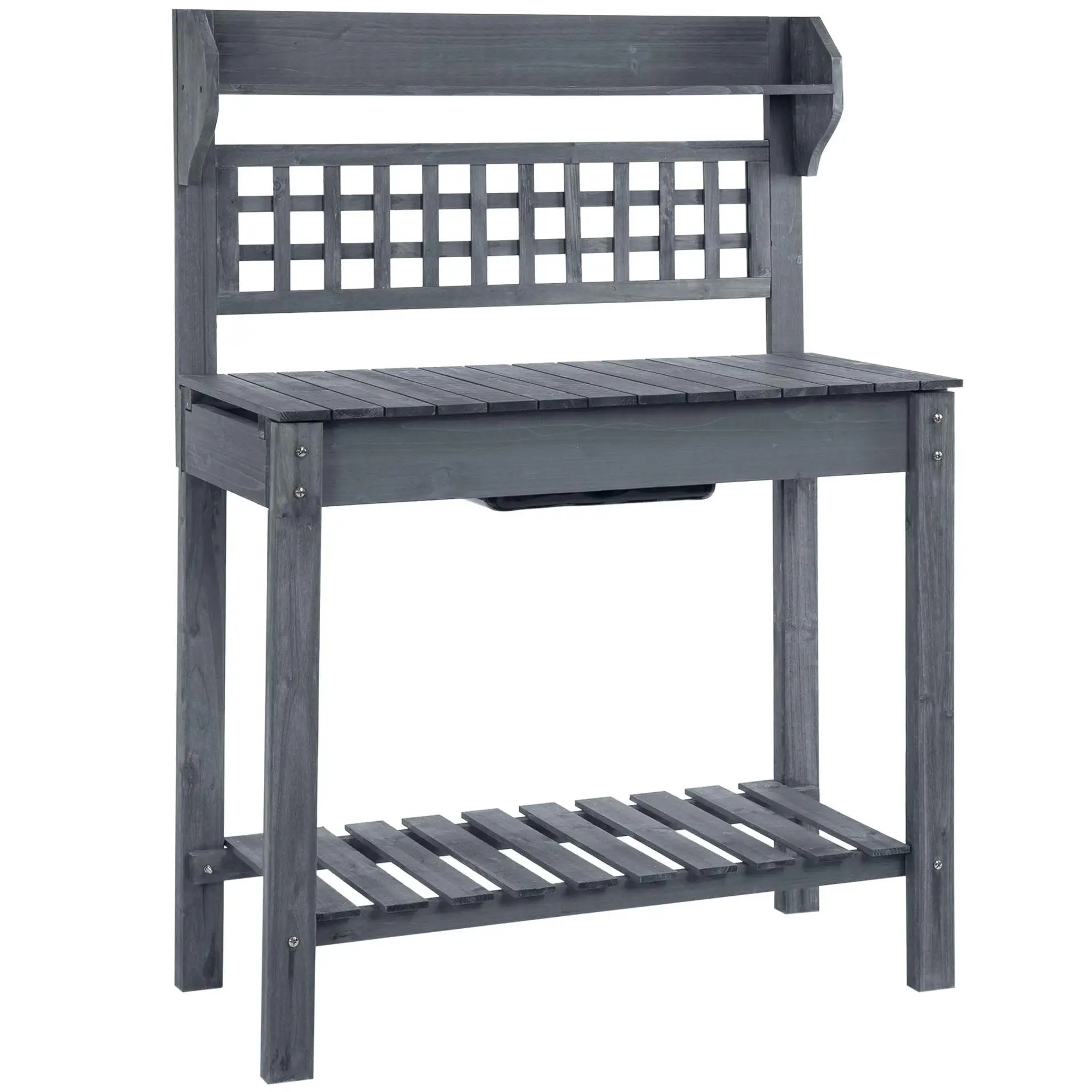 

Classic Lattice Garden Potted Plant Operating Table Gardening Tools Storage Table Worktable Outdoor Work Table with Sink