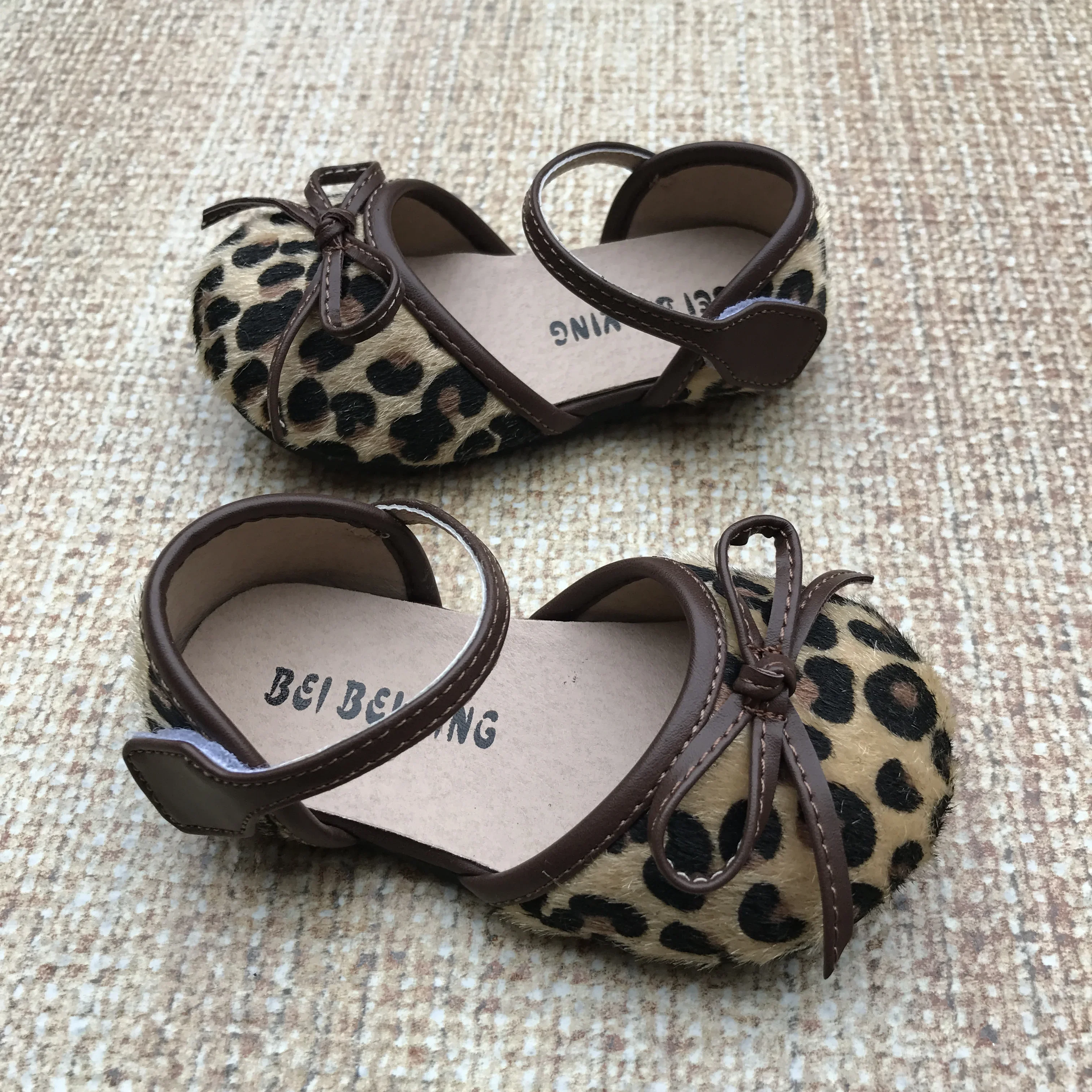 Spring Autumn Baby Girls Leather Shoes Fashion Leopard Princess Mary Janes Shoes Baby Single Flats Shoes