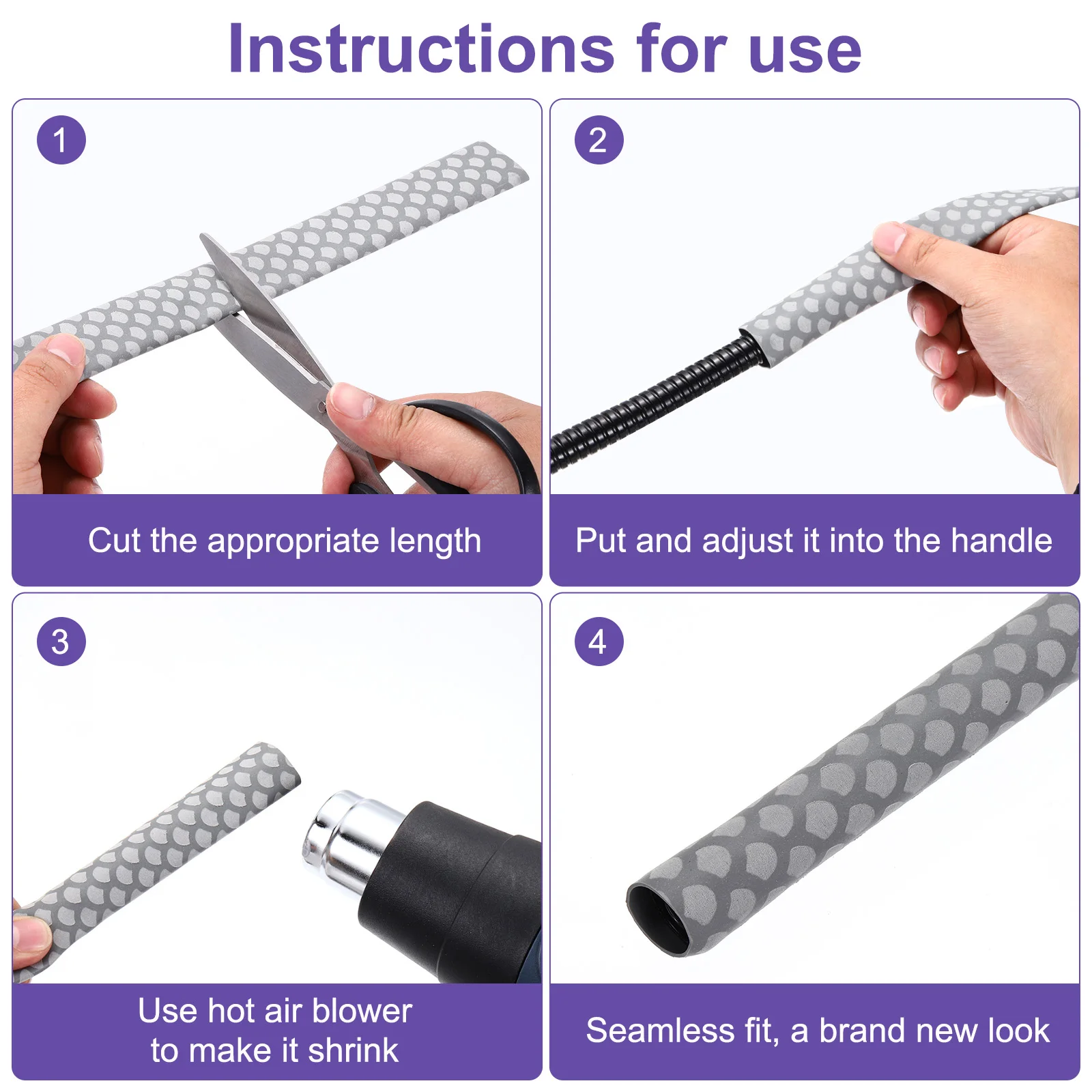 1m Anti-Slip Heat Shrink Tube for Fishing Rods 1.8:1 Waterproof Insulation Fish Scale Pattern Heat Shrink Wrap Handle Rod Grip
