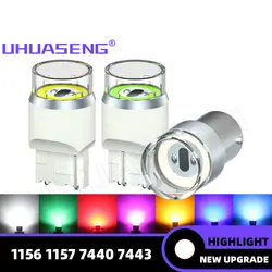 Uhuaseng-車のLED電球,信号ランプ,ストロボ,12v,24v,赤,1156, 1157,赤,7443,t20,7440,p21w,bay15d,ba15s,p21 5w、r5w、フラッシュ、トラック、2個