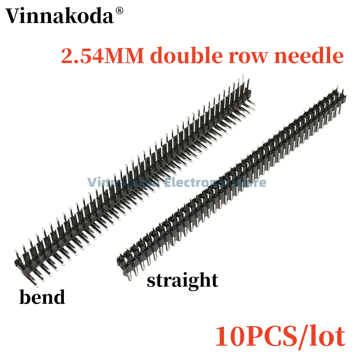 

10pcs/lot 90/180 Degree 2.54mm 2X40P Double Row Bent/straight Needle Pin Header Connector