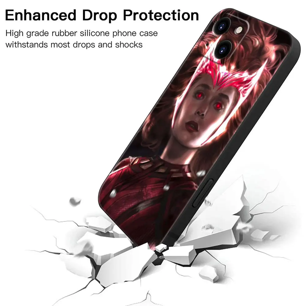 Phone Case For iPhone 15 14 13 12 11 Pro Max 5 5S 6S 6 7 8 Plus X XR 12 13 Mini Silicon Soft Cover Avengers Scarlet Witch Marvel