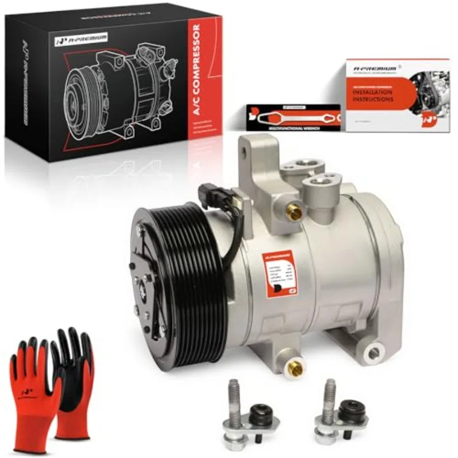 

Air Conditioner AC Compressor with Clutch for Ford Mustang 20102014, aluminum housing, black finish, high-efficiency cooling pe