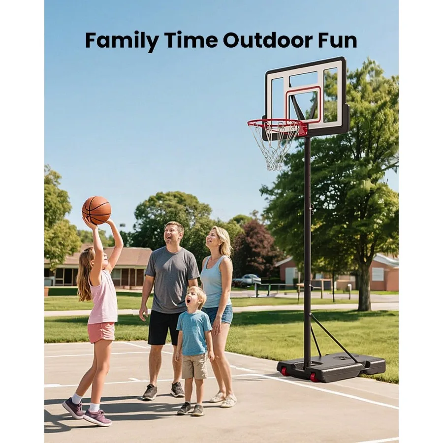 Портативное баскетбольное кольцо длиной 10 футов, регулируемые по высоте уличные баскетбольные ворота с 44-дюймовой небьющейся пластиной для вождения на заднем дворе
