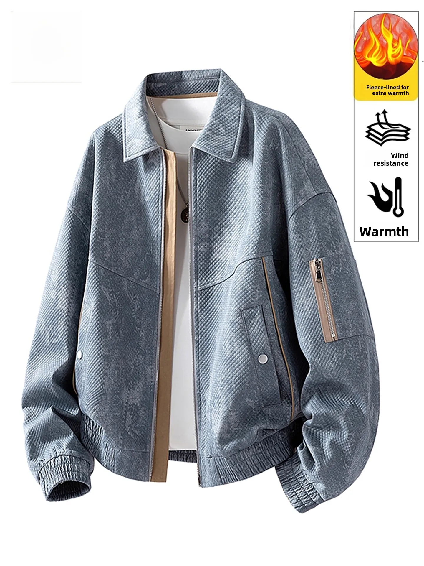 

TUCANO 2026 New American Sle Winter Workwear Jaet Loose Fit Men's Versatile Cool Zipper Decorated Polyester Fiber Youth F...