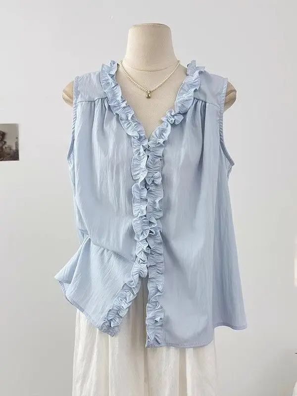 سترة كلاين بلو سيل irt للسيدات صيفية جديدة كورية من Sle Agel سترة خشبية ذات اتجاهين ملابس على شكل حرف V نموذج رفيع فضفاض مناسب #2