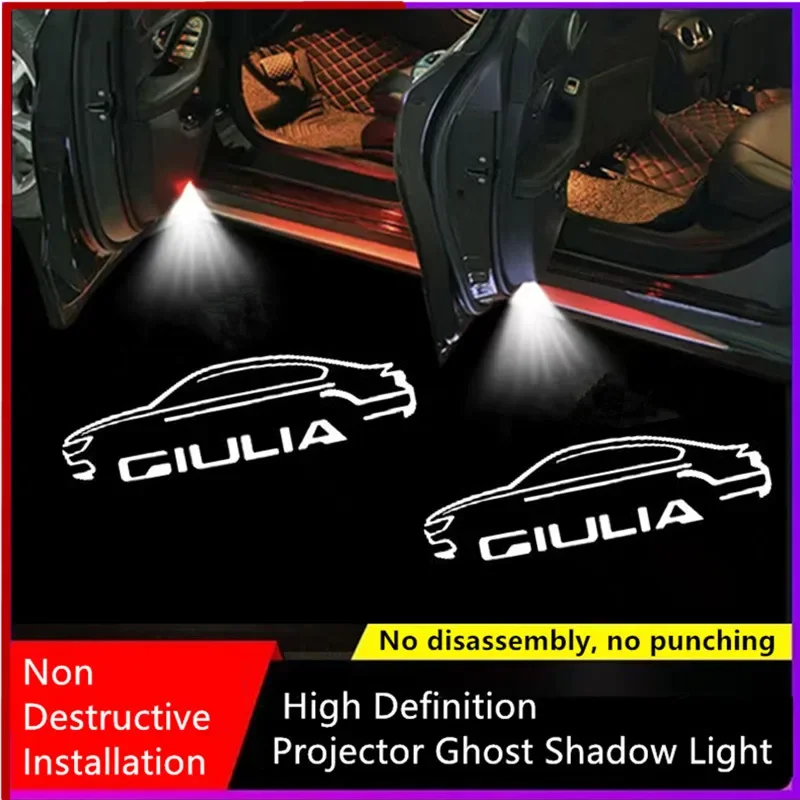 2PCS For Alfa Romeo LOGO LED Car Door Welcome Light Projector Logo For Alfa159 Mito Stelvio Brera Spider Giulietta Giulia Romeo