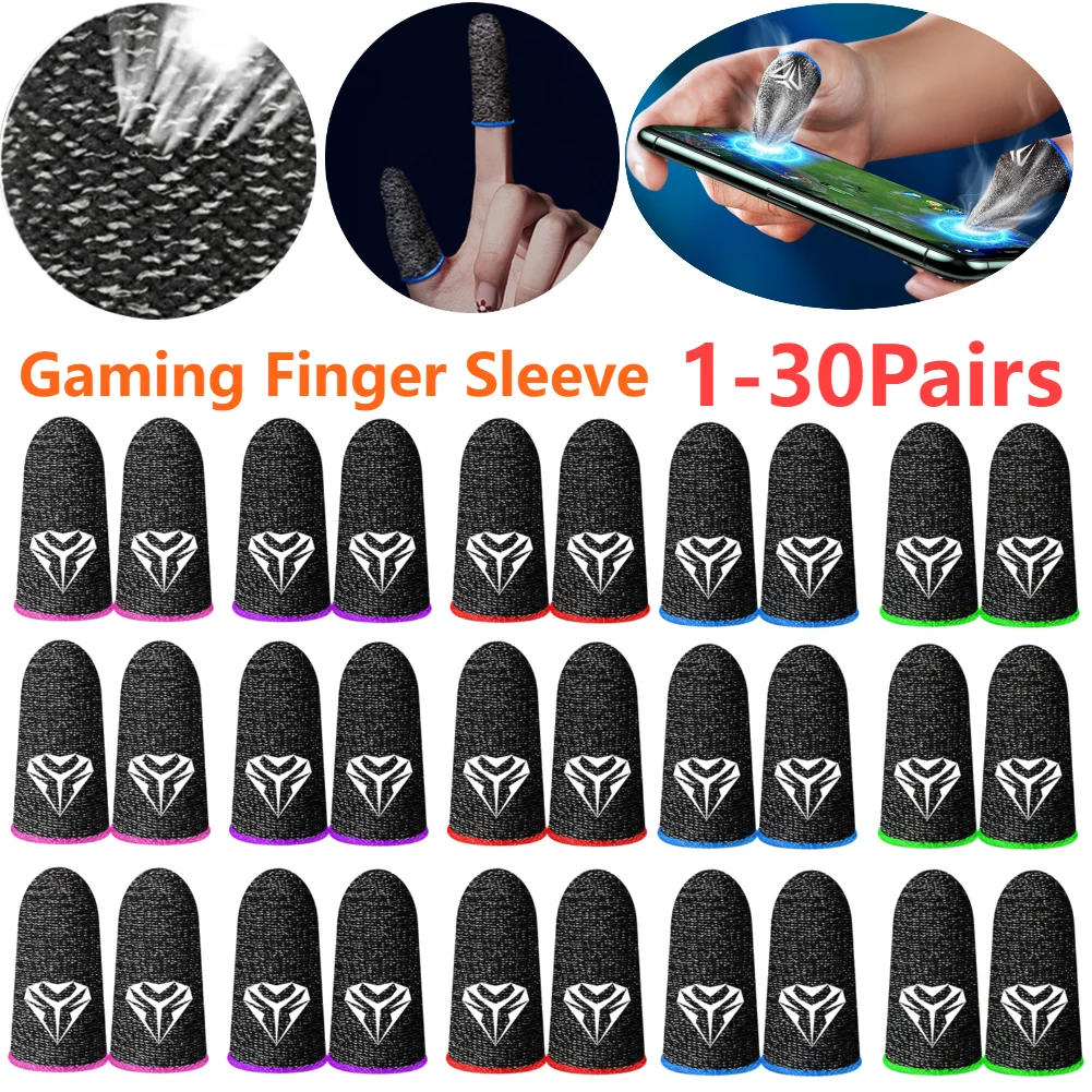 1-30 คู่ GAMING นิ้วมือสําหรับ PUBG Breathable Sweatproof Anti-SLIP ปลายนิ้วฝาครอบ Thumb ถุงมือหน้าจอสัมผัส Finger COTS
