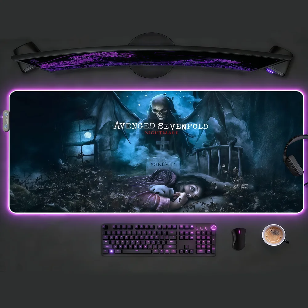 

Band A-Avenged S-Sevenfold Mouse Pad Waterproof RGB LED Light Colorful Game Keyboard Non-slip Cover Desk-mat Surface