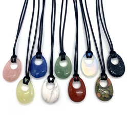 Exquisite Natural Stone Egg Pendant Agate Necklace 25x35mm Charm Crystal Fashion Jewelry DIY Necklace Earring Accessories