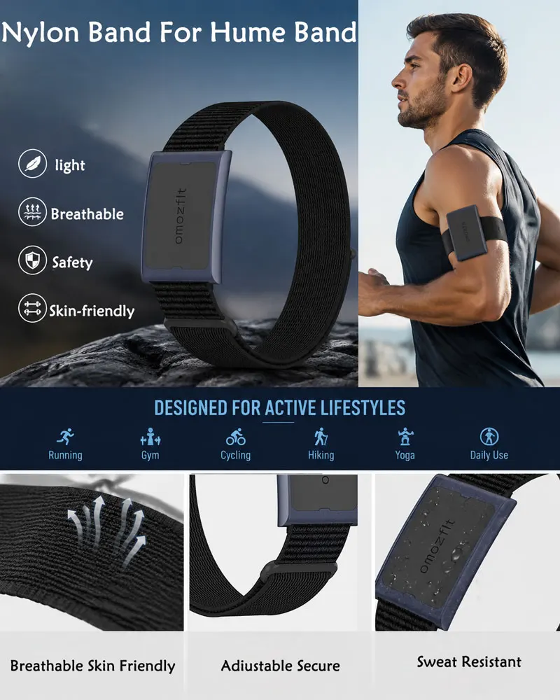 Offizielles Nylon-Armband für Amazfit Helio, Nylon-Armband, Ersatzarmband, Biceps-Armband für Amazfit Helio, den ganzt Tag über tragbar