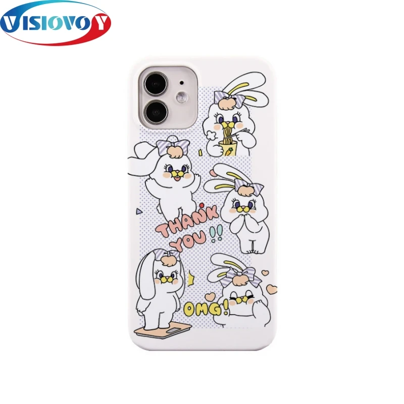 Beautiful Style Cute Rabbit Phone Case For Iphone 15 14 13 Pro Max Cartoon Minimalism Sweet Letter Phone Covers Back Cases Funda